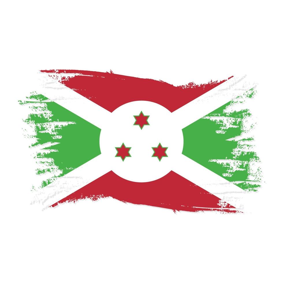 Burundi Flag With Watercolor Brush style design vector