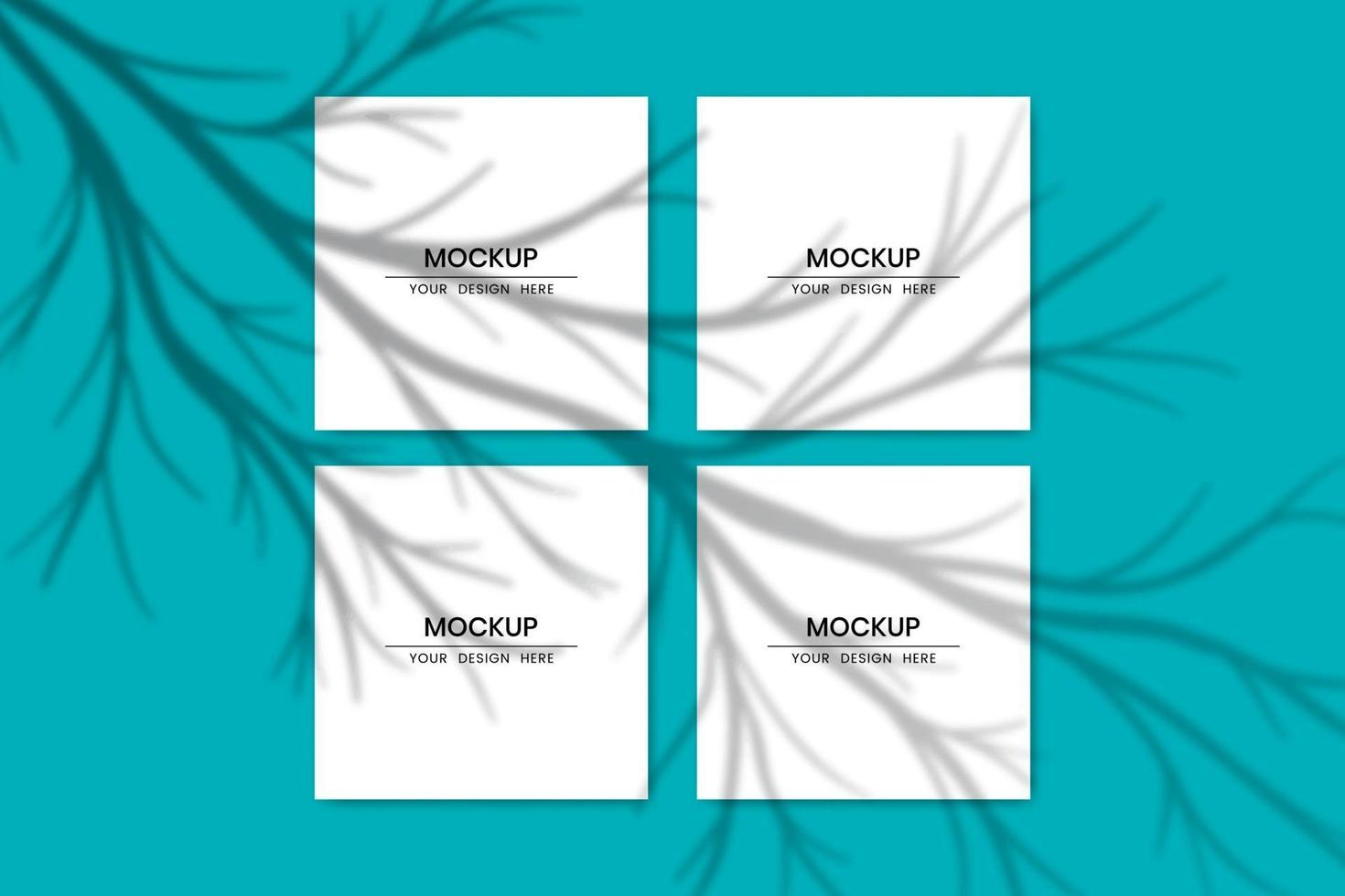 Blank square paper cards template with shadow overlay effect vector