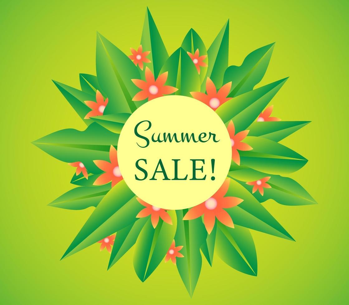 Summer botanical sale frame vector