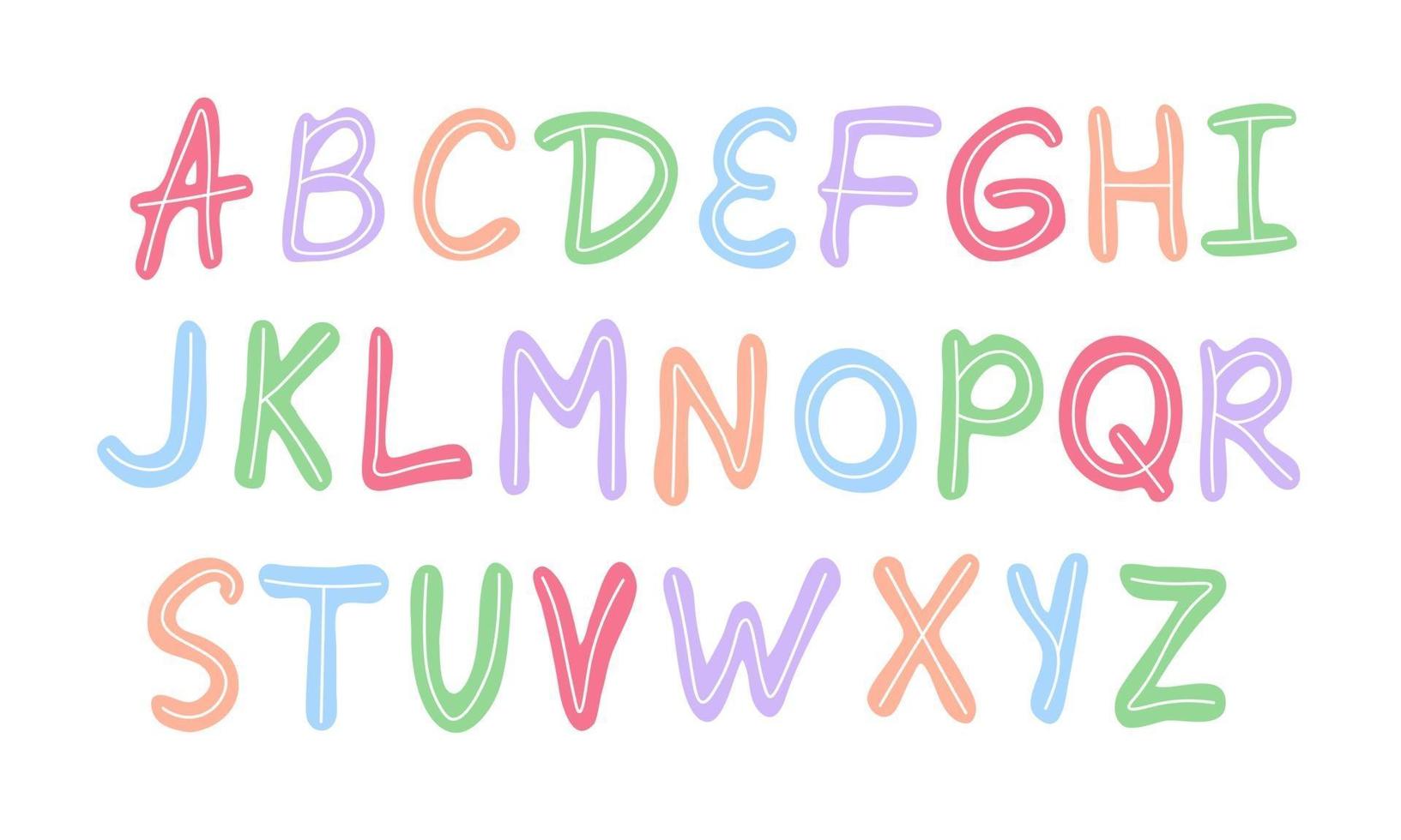 English alphabet childish font vector