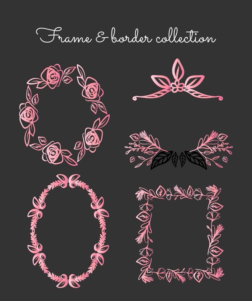 conjunto de marcos y bordes de oro rosa vector