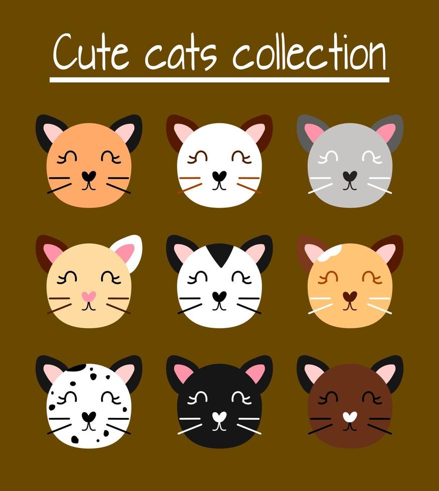 Cute cats collection vector