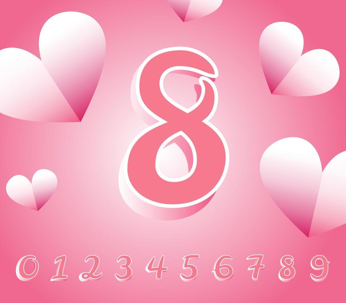 Set of pink numbers vector