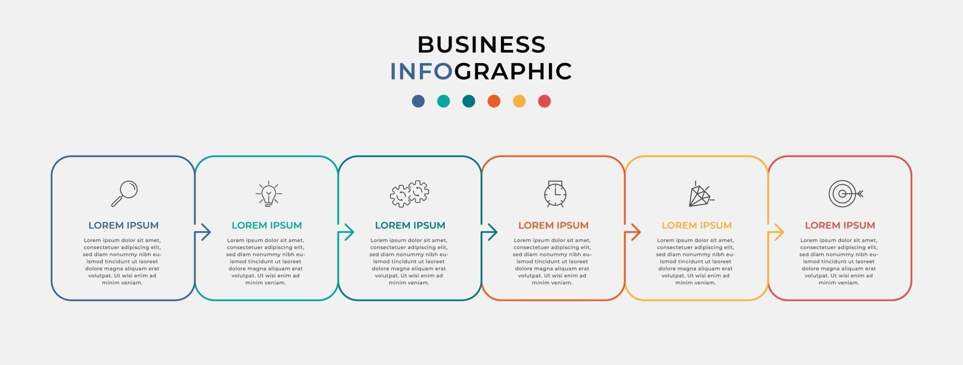 Infographic design template with icons and 6 options or steps vector