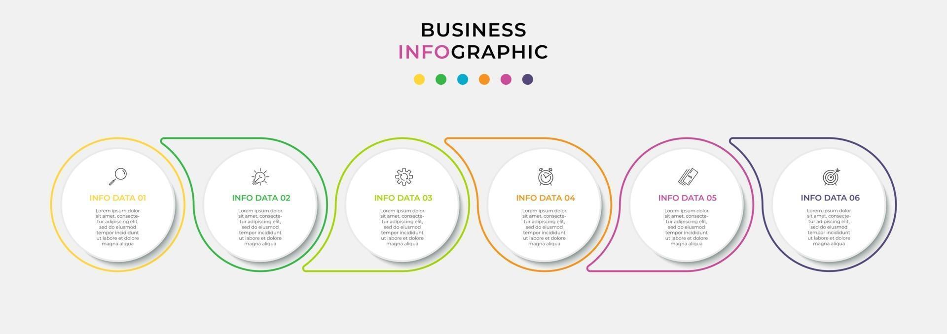 Infographic design template with icons and 6 options or steps vector