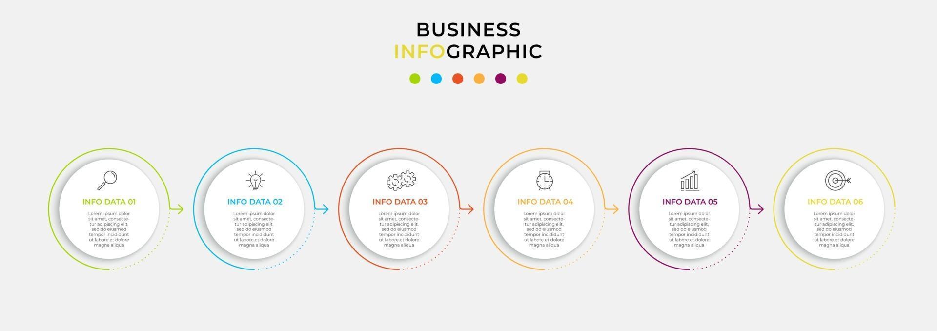 Infographic design template with icons and 6 options or steps vector