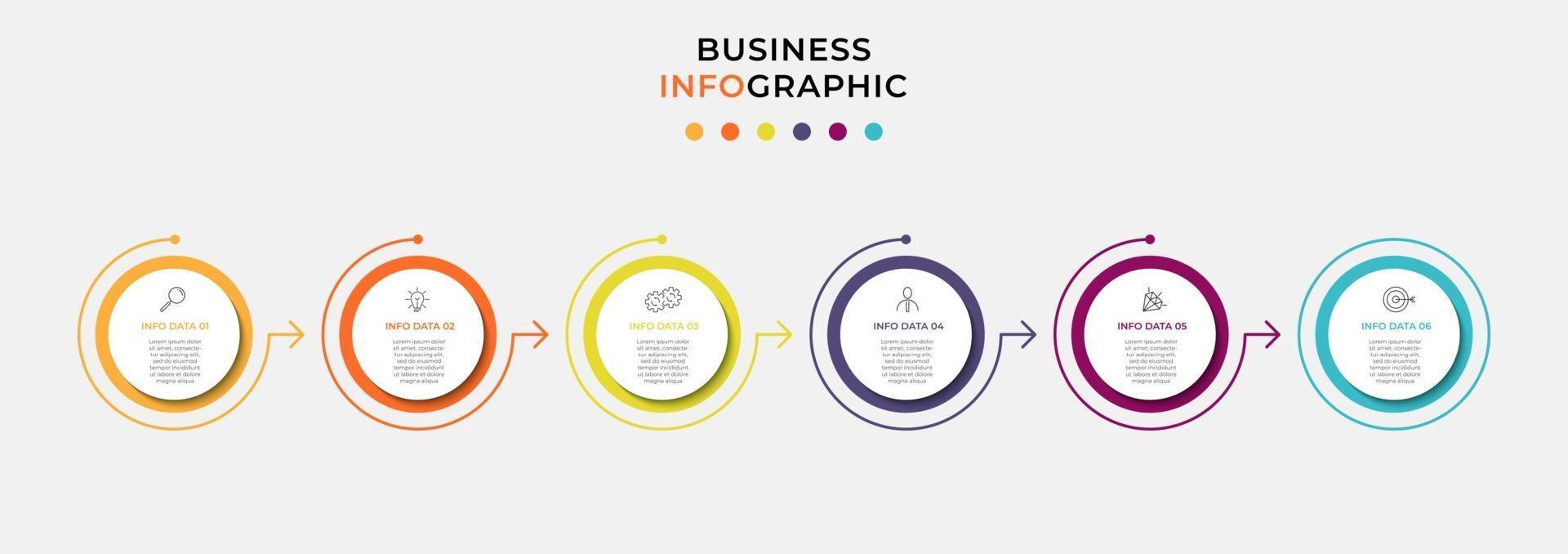 Infographic design template with icons and 6 options or steps vector