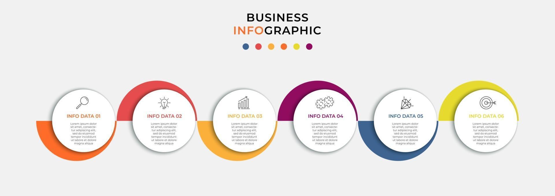 Infographic design template with icons and 6 options or steps vector
