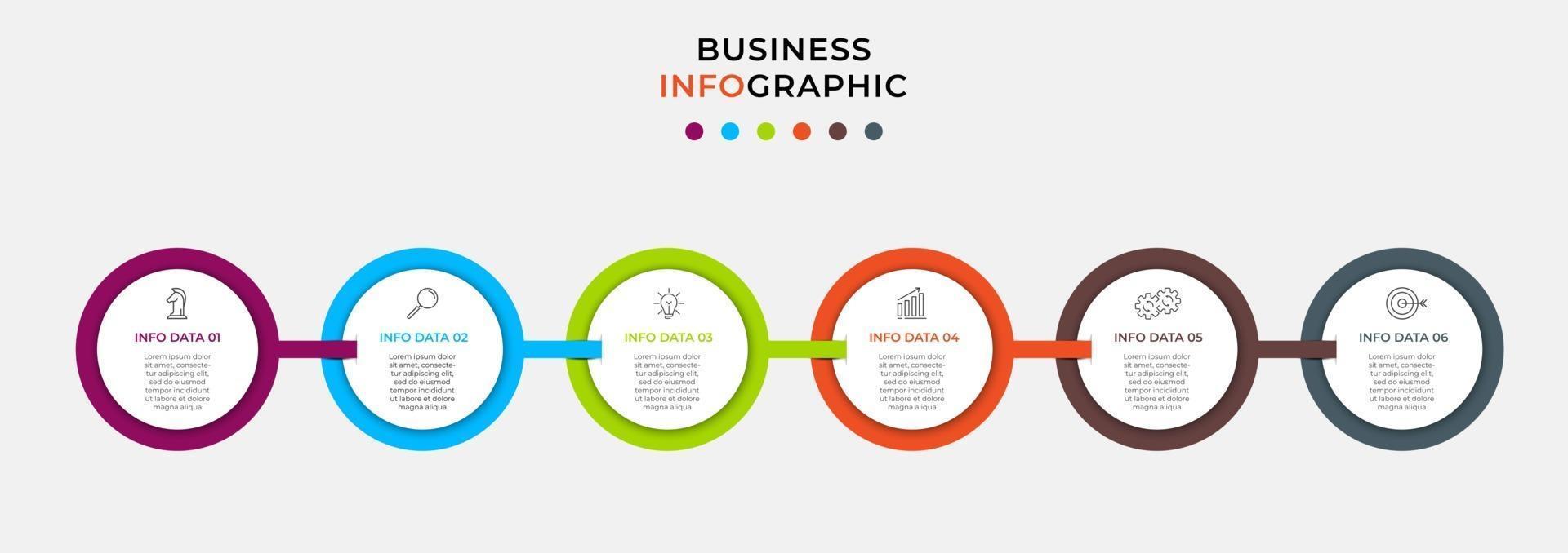 Infographic design template with icons and 6 options or steps vector