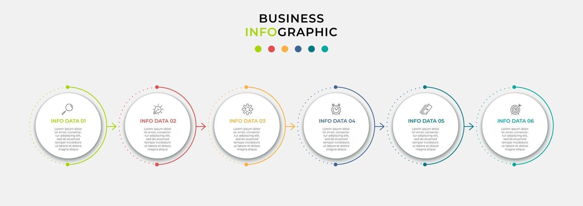 Infographic design template with icons and 6 options or steps vector