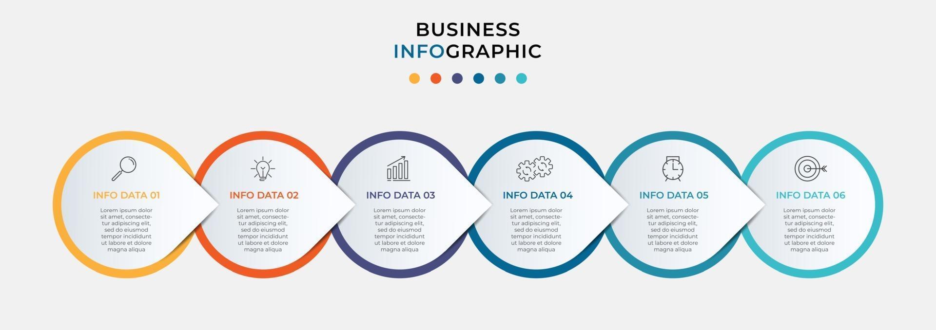 Plantilla de diseño infográfico con iconos y 6 opciones o pasos. vector