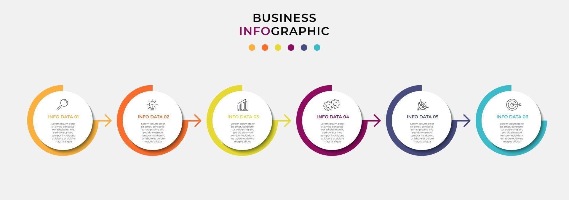 Infographic design template with icons and 6 options or steps vector