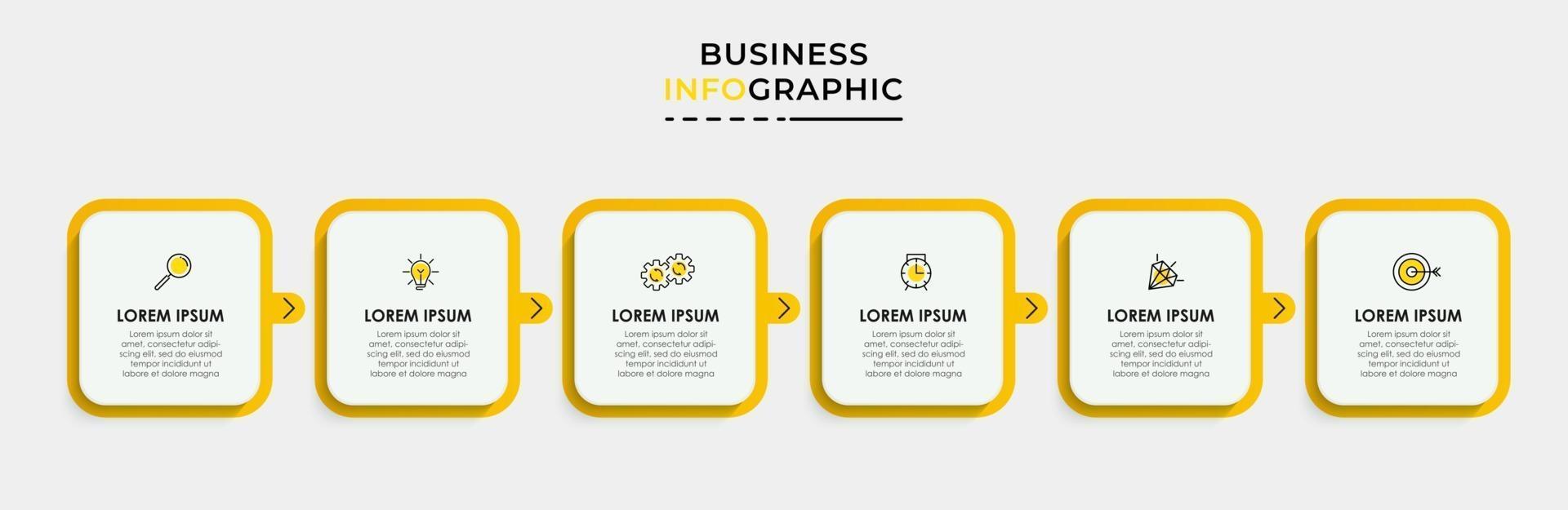 Infographic design template with icons and 6 options or steps vector