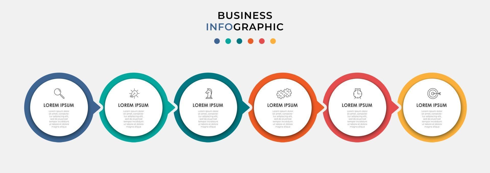 Plantilla de diseño infográfico con iconos y 6 opciones o pasos. vector