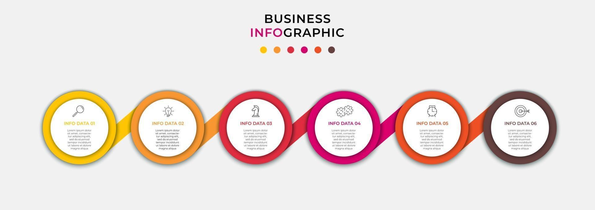 Plantilla de diseño infográfico con iconos y 6 opciones o pasos. vector