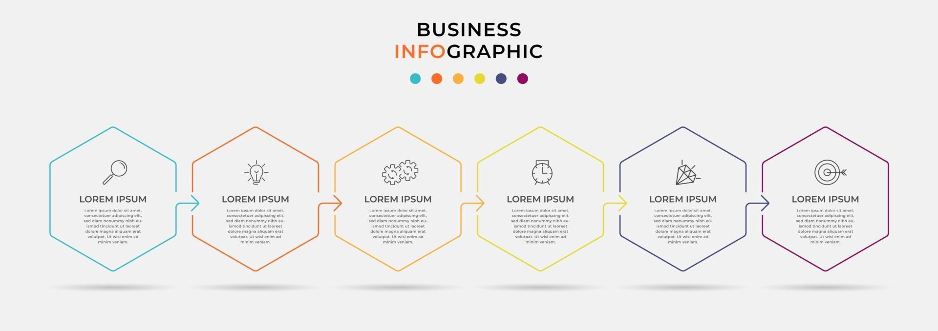 Infographic design template with icons and 6 options or steps vector
