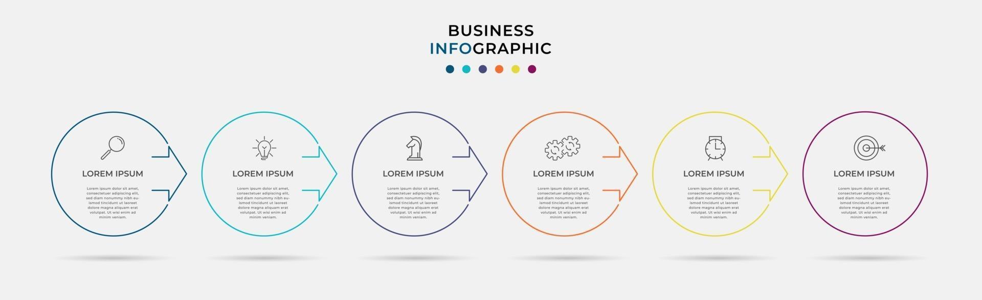 Infographic design template with icons and 6 options or steps vector