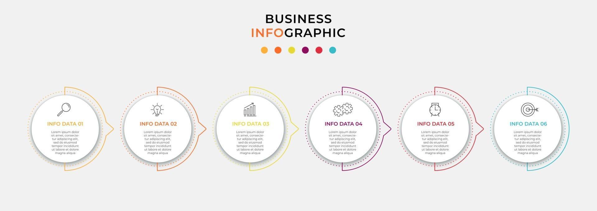 Infographic design template with icons and 6 options or steps vector