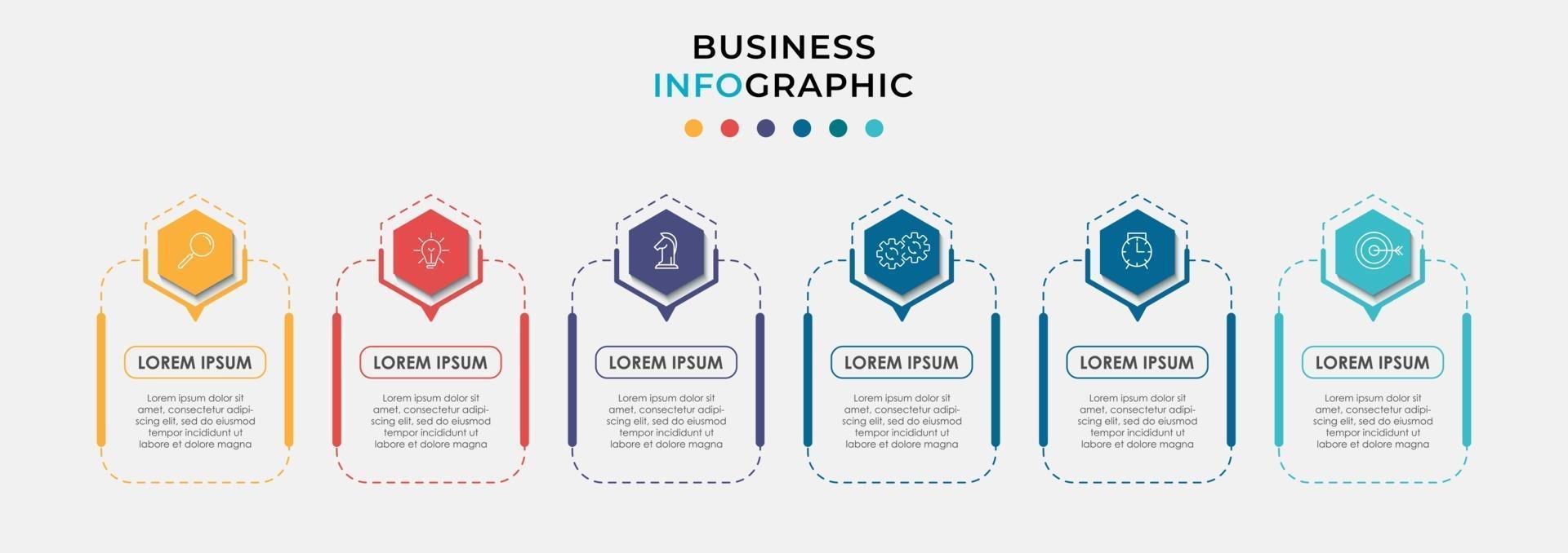 Infographic design template with icons and 6 options or steps vector