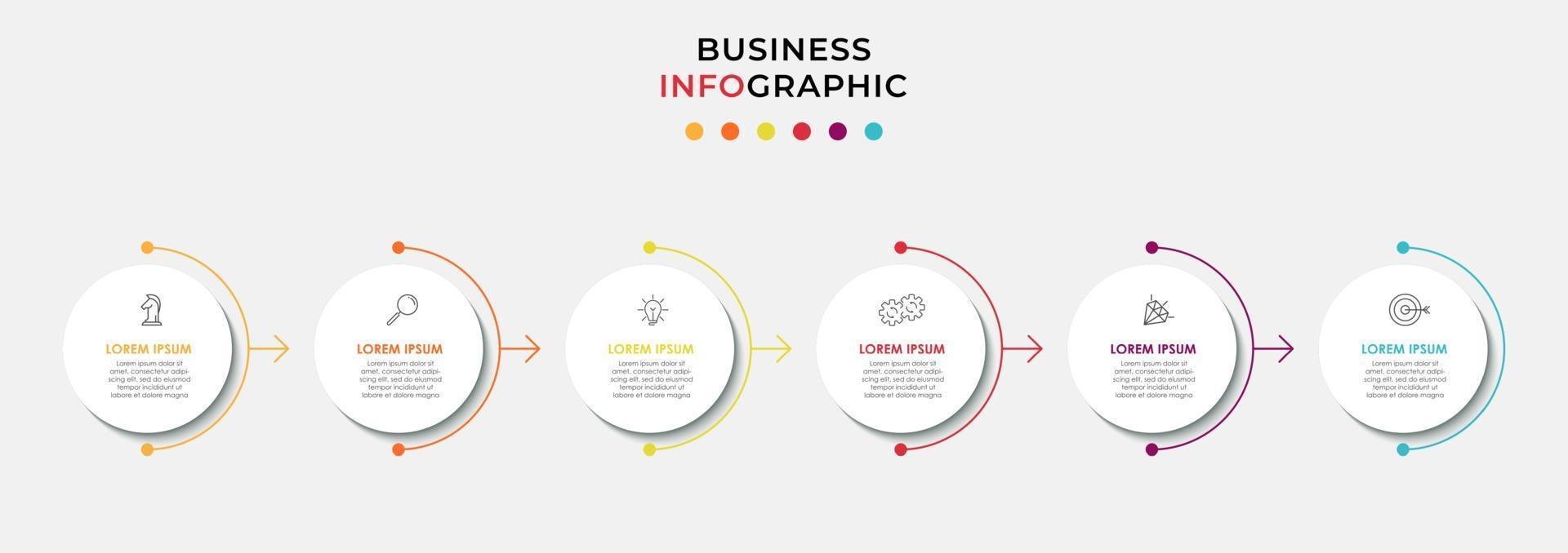 Infographic design template with icons and 6 options or steps vector