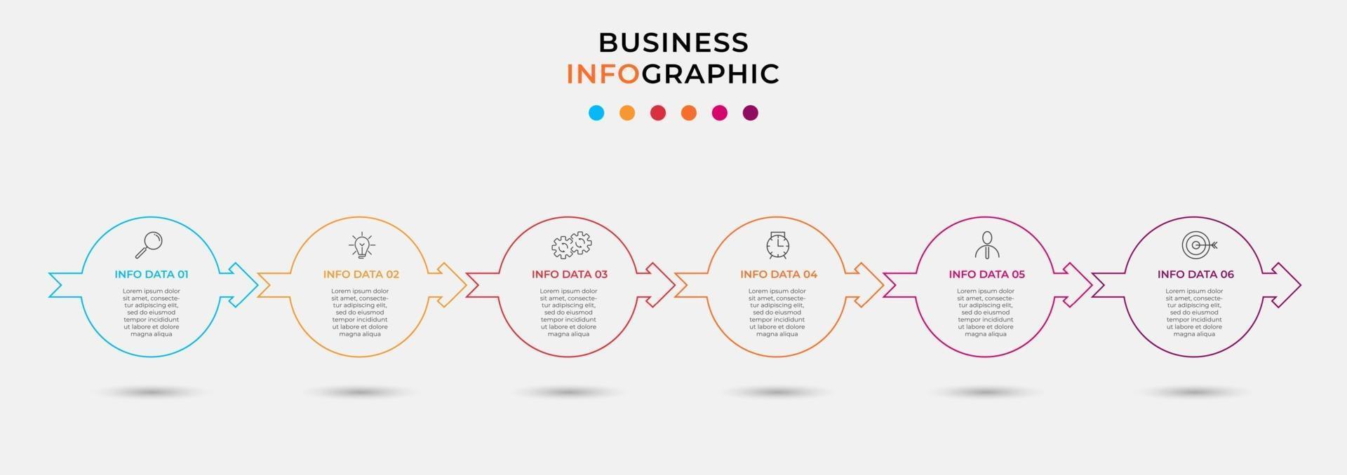 Infographic design template with icons and 6 options or steps vector