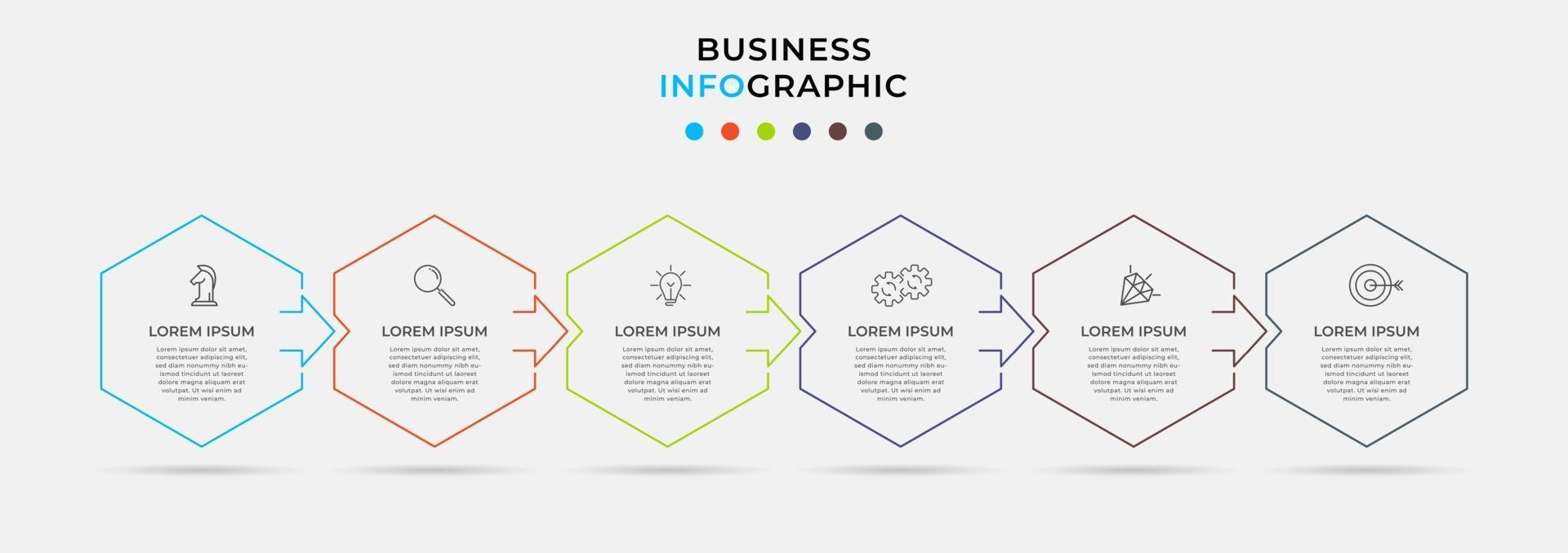 Infographic design template with icons and 6 options or steps vector
