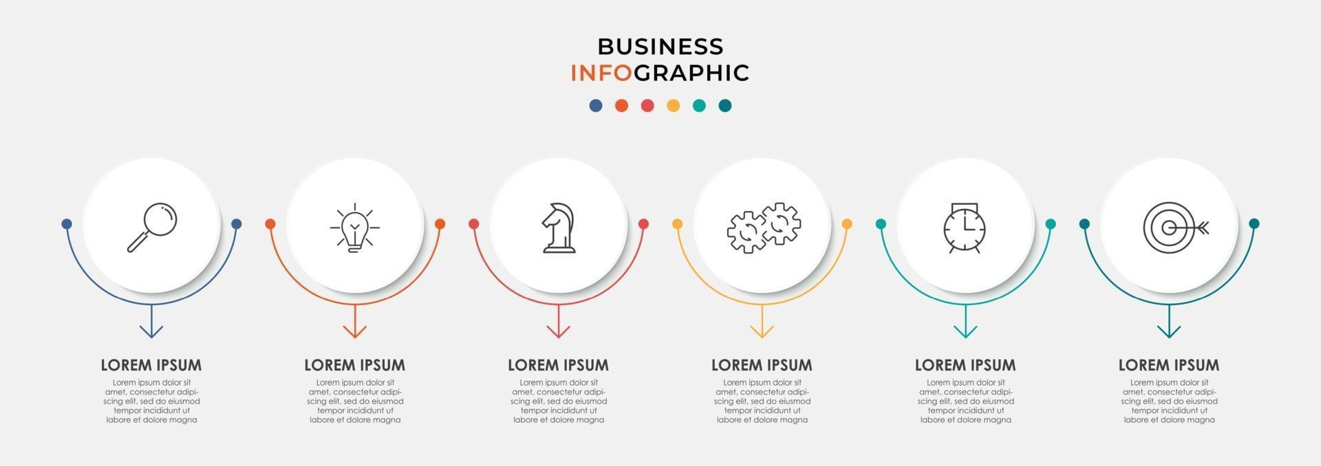 Infographic design template with icons and 6 options or steps vector