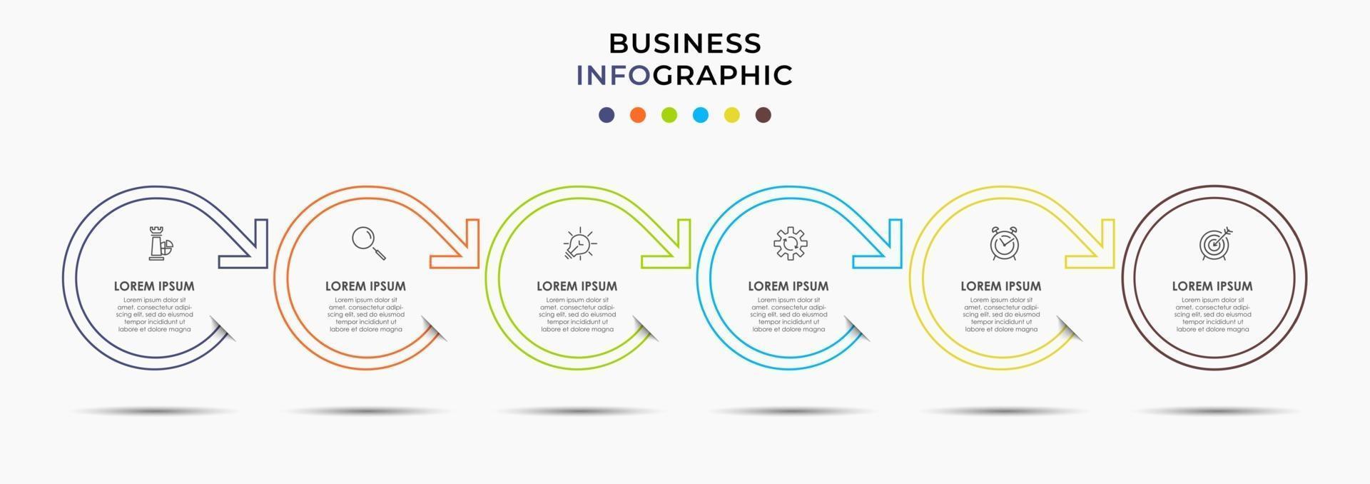 Infographic design template with icons and 6 options or steps vector