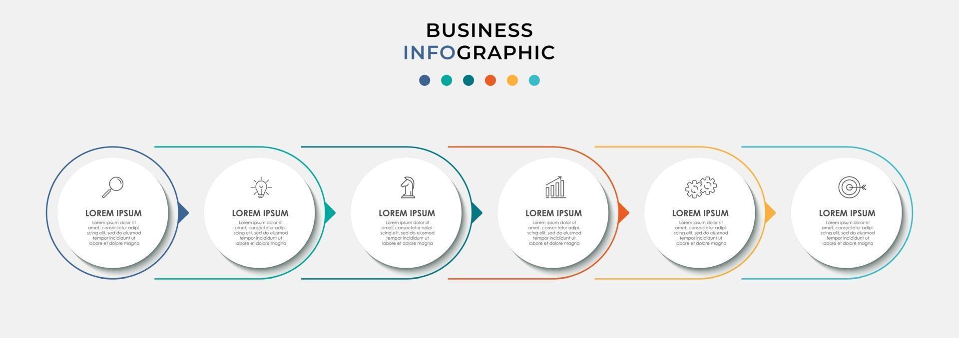 Infographic design template with icons and 6 options or steps vector