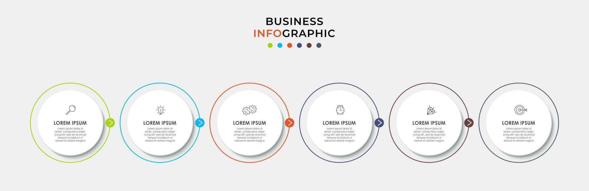 Infographic design template with icons and 6 options or steps vector