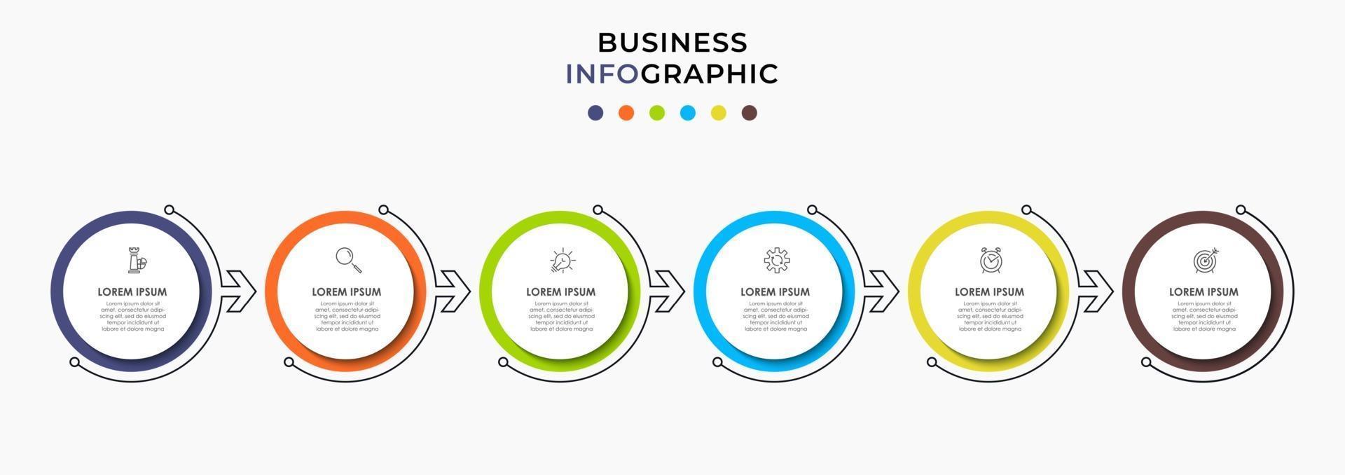 Infographic design template with icons and 6 options or steps vector