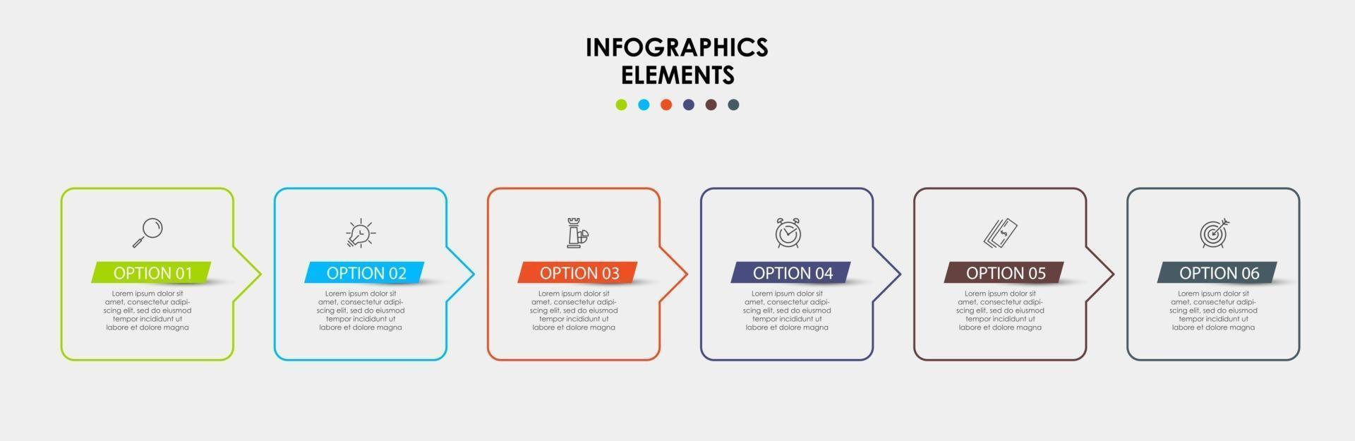 Infographic design template with icons and 6 options or steps vector