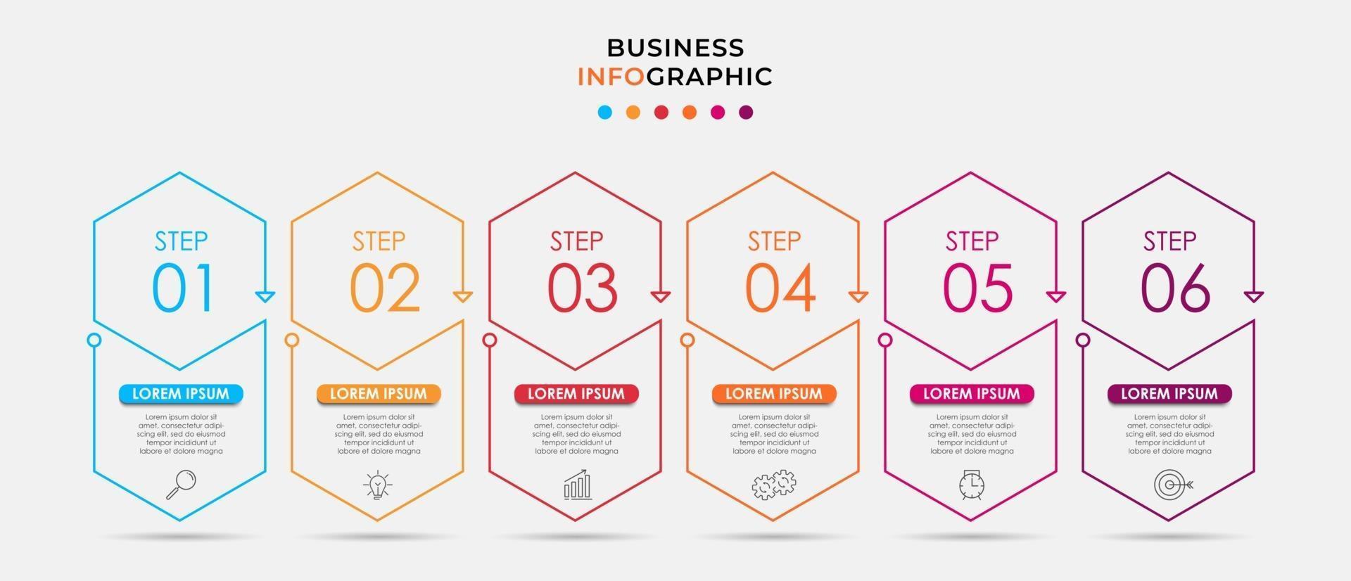 Infographic design template with icons and 6 options or steps vector