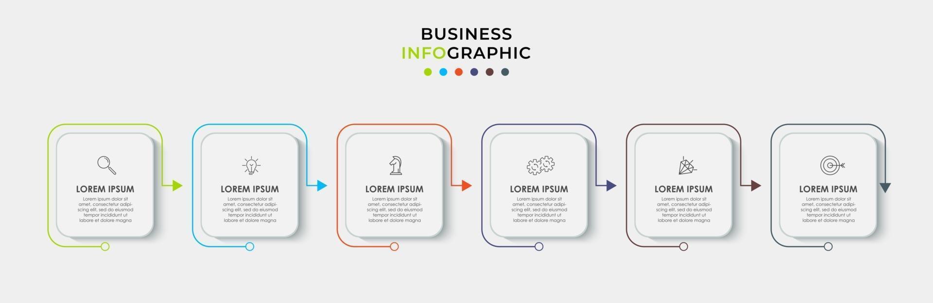 Infographic design template with icons and 6 options or steps vector