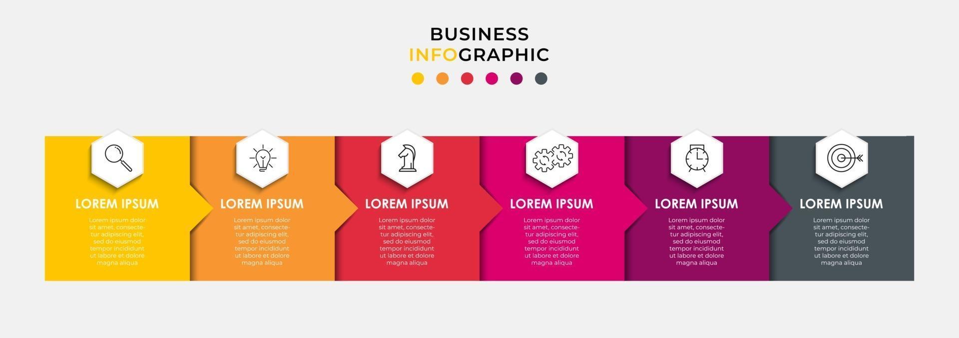 Infographic design template with icons and 6 options or steps vector