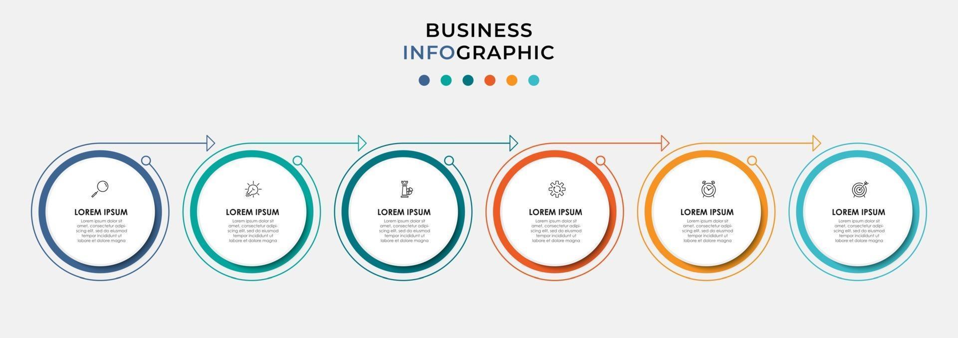 Infographic design template with icons and 6 options or steps vector