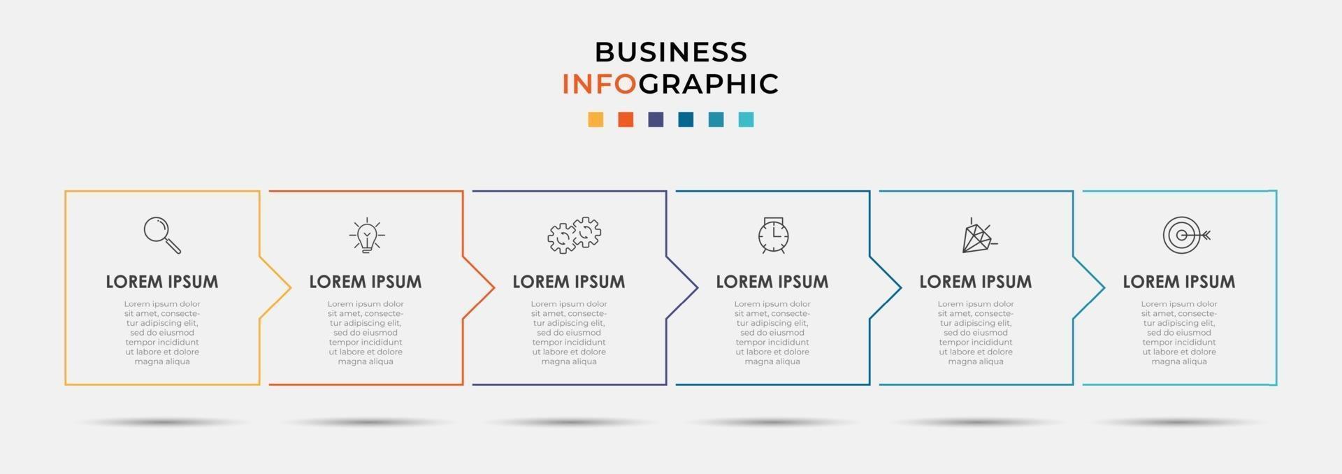 Infographic design template with icons and 6 options or steps vector