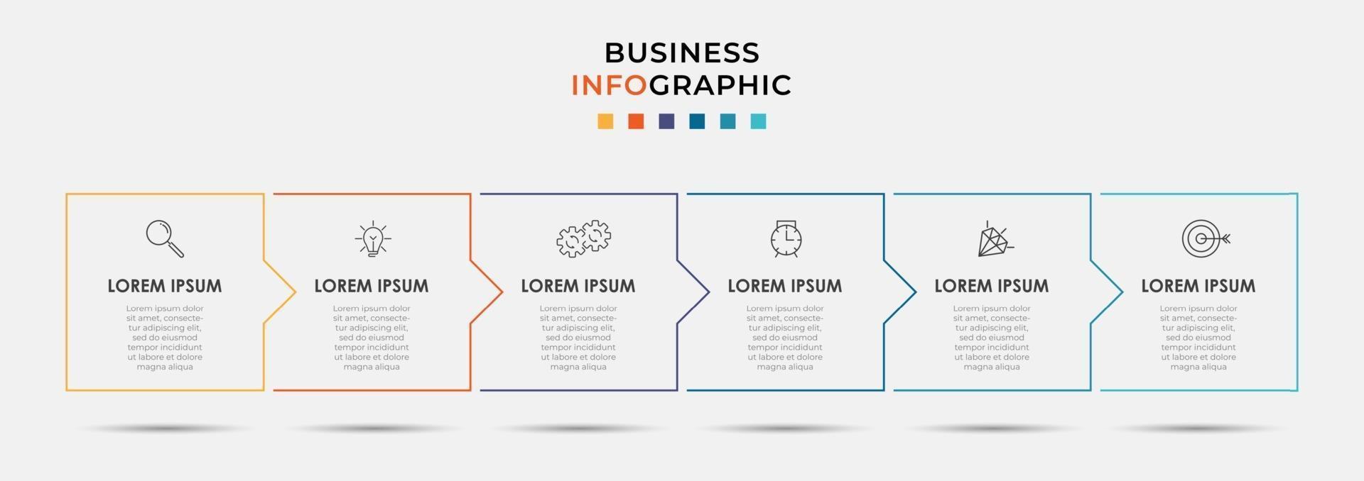 Infographic design template with icons and 6 options or steps vector