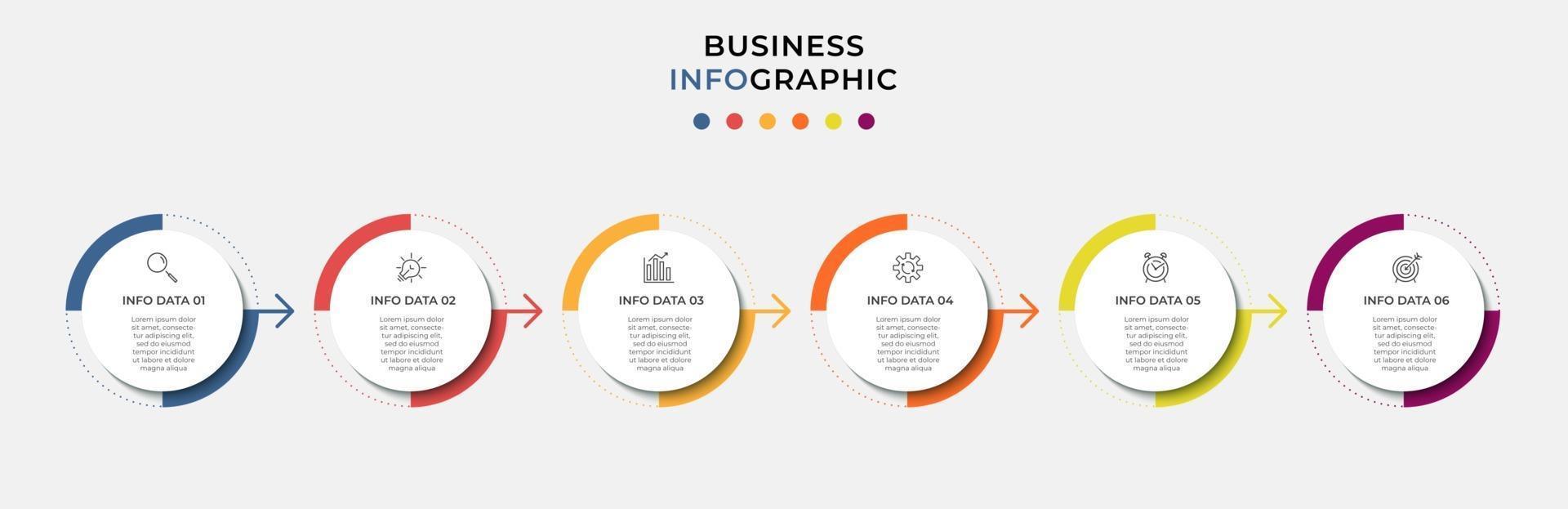 Infographic design template with icons and 6 options or steps vector