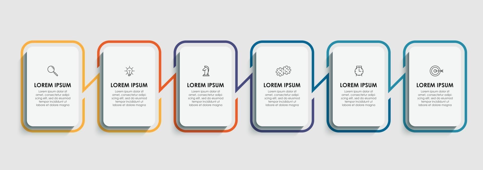 Infographic design template with icons and 6 options or steps vector