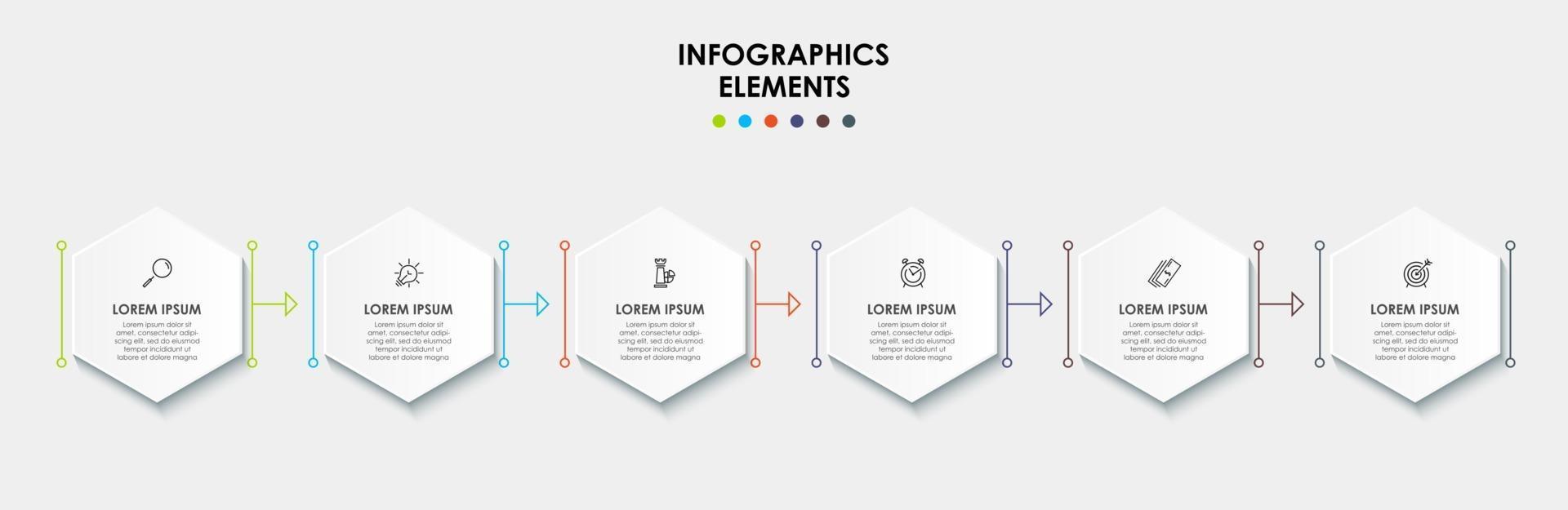 Infographic design template with icons and 6 options or steps vector