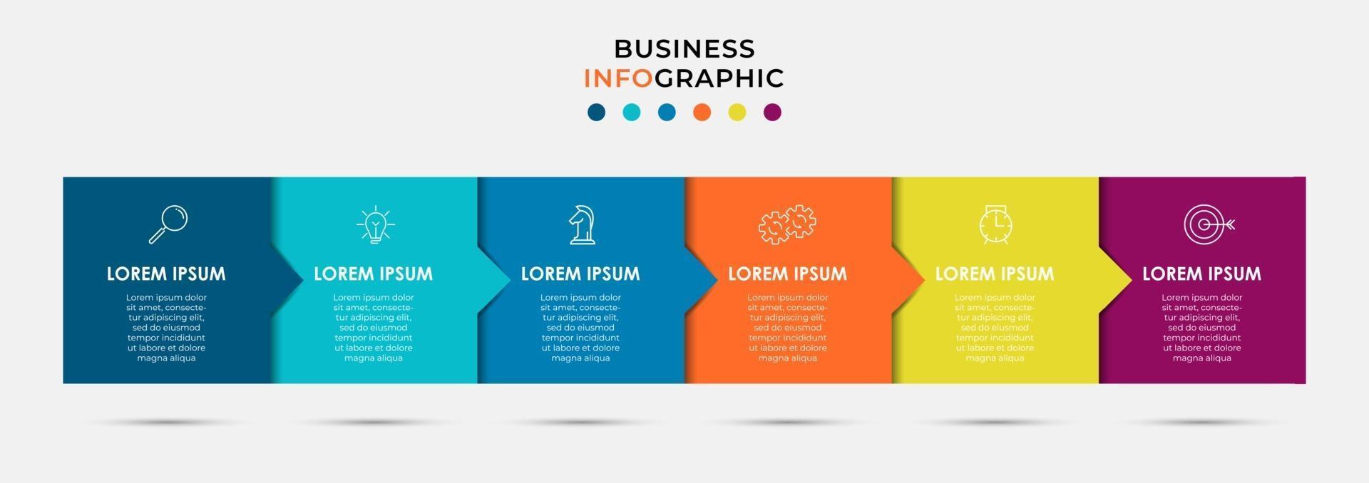 Infographic design template with icons and 6 options or steps vector