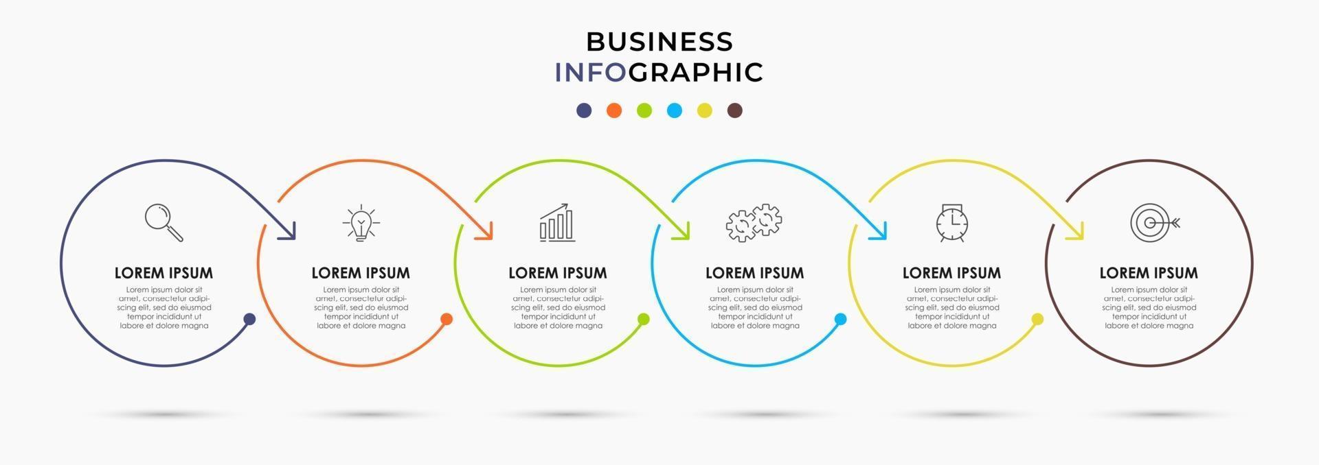 Infographic design template with icons and 6 options or steps vector