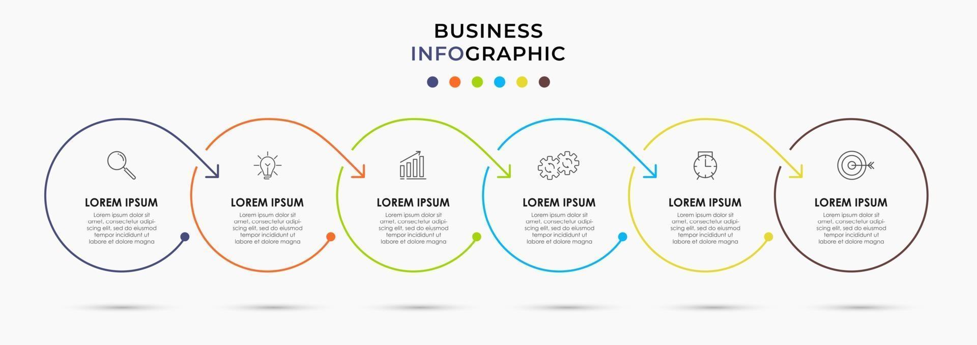 Infographic design template with icons and 6 options or steps vector