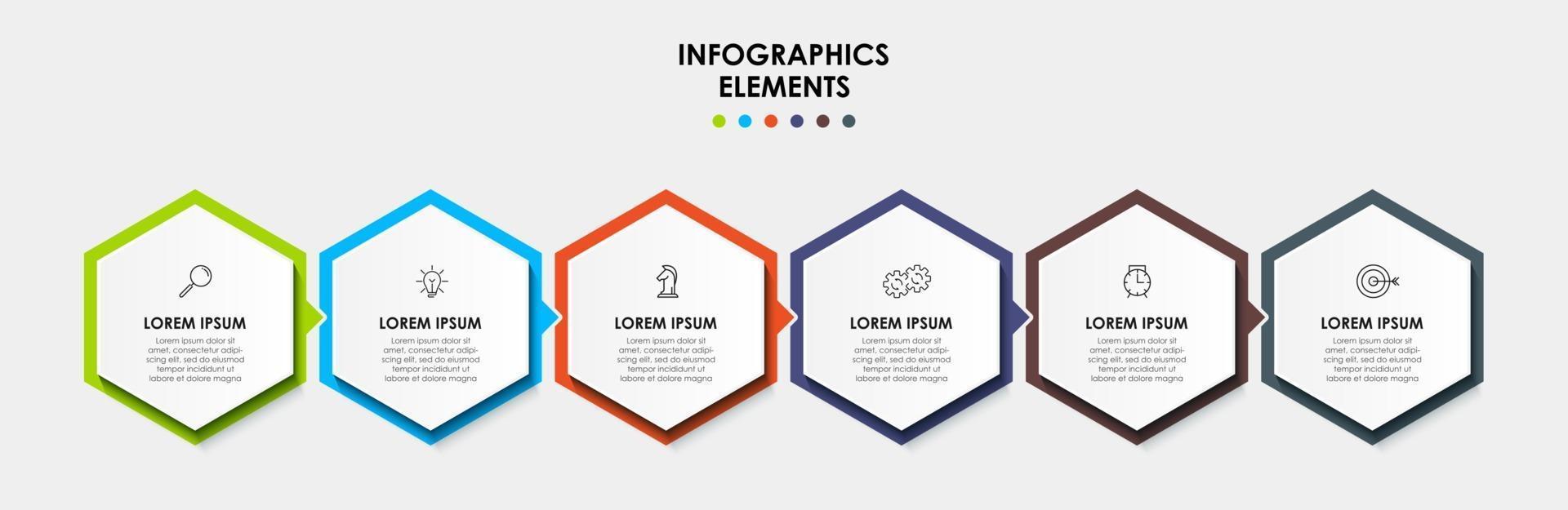 Infographic design template with icons and 6 options or steps vector