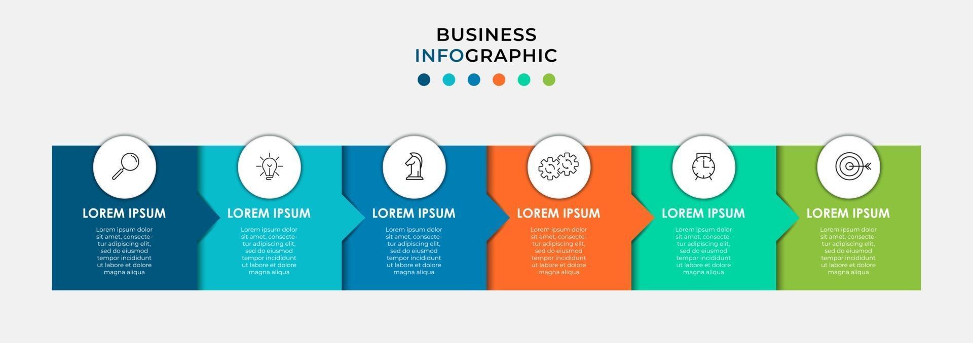 Infographic design template with icons and 6 options or steps vector