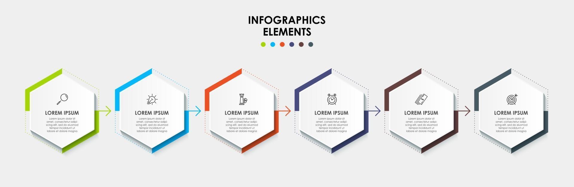 Infographic design template with icons and 6 options or steps vector