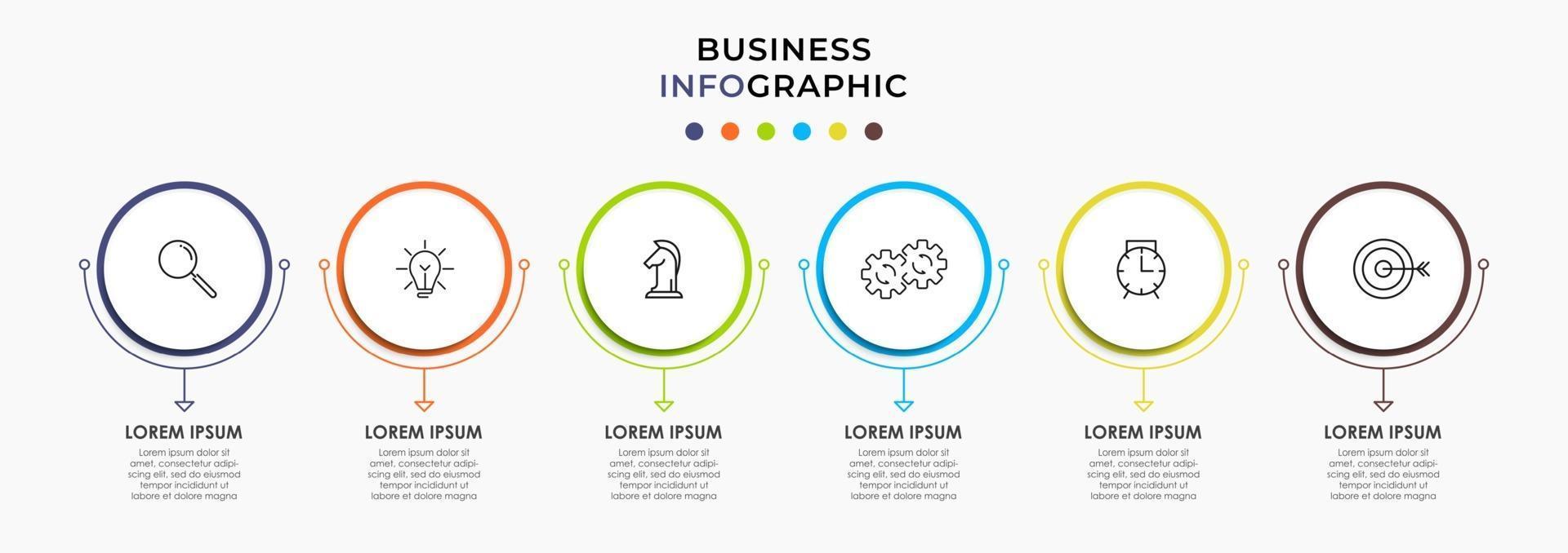 Infographic design template with icons and 6 options or steps vector