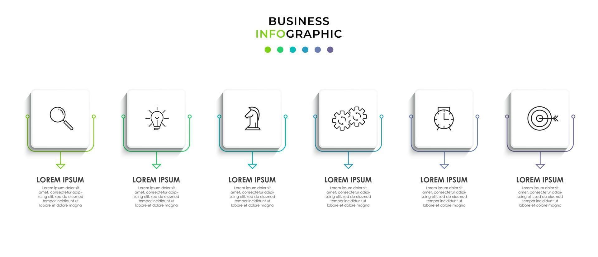 Infographic design template with icons and 6 options or steps vector