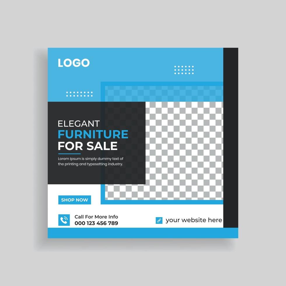 Exclusive Modern Furniture Sale Social Media Post Template Design vector